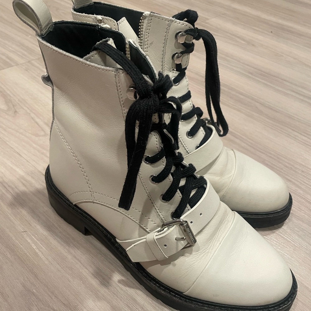All Saints White and Black Combat Boots